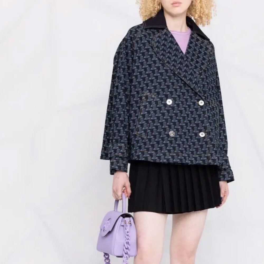 Lanvin Monogram-Pattern Swing Denim Jacket - image 1